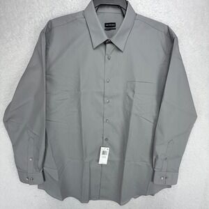 Van Heusen Mens Regular Fit Wrinkle Free Dress Shirt Gray 18 34/35 2XL NWT